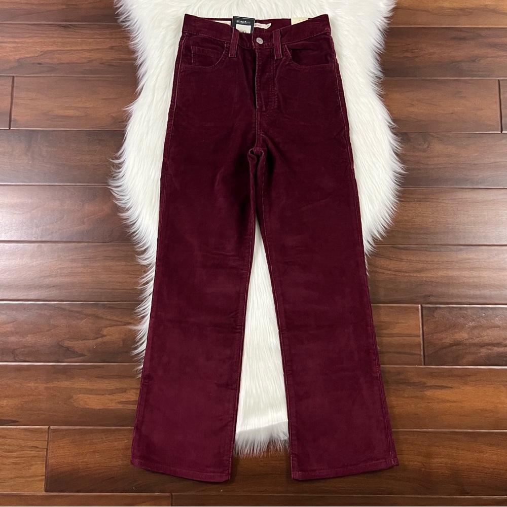 Levi's Size 25 Tawny Port Corduroy‎ Ribcage Crop Boot Cut Pants Jeans